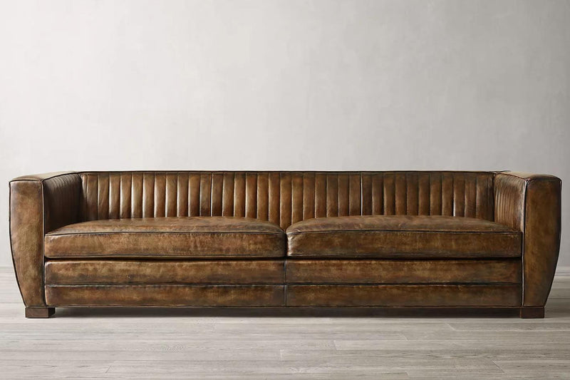 Classic brown outlet leather couch