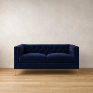 165cm Arthur Sofa in Navy Velvet - Ready To Deliver