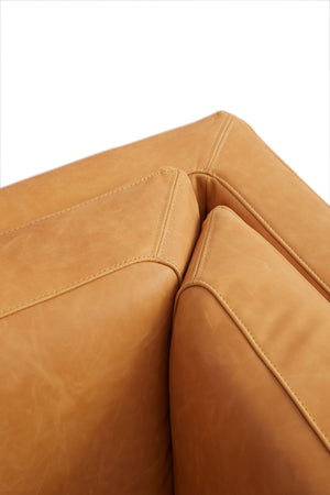 Mette Mid Century Modern Tan Brown Leather Sofa 180cm 2.5 Seater