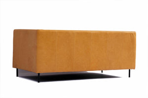 Mette Mid Century Modern Tan Brown Leather Sofa 180cm 2.5 Seater