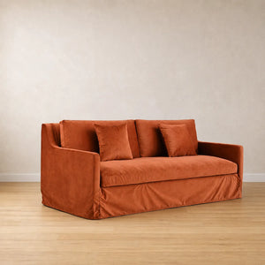 200cm Velvet Loose Cover Sofa - Ready To Deliver