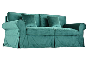 Branston Traditional Loose Cover Sofa - Forest Green Velvet