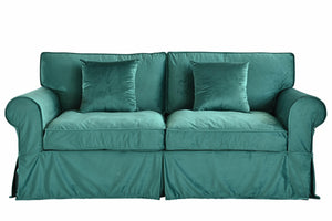 Branston Traditional Loose Cover Sofa - Forest Green Velvet