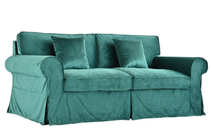 Branston Traditional Loose Cover Sofa - Forest Green Velvet