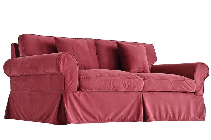 Branston Traditional Loose Cover Sofa - Red Velvet