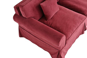 Branston Traditional Loose Cover Sofa - Red Velvet