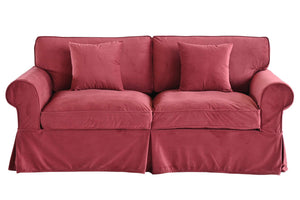 Branston Traditional Loose Cover Sofa - Red Velvet