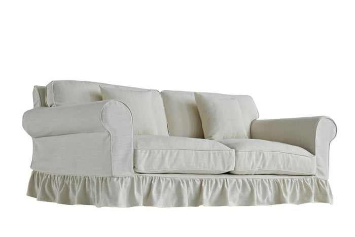 Worrall Traditional Linen Loose Cover Pleated Sofa