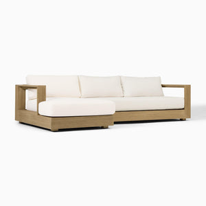 Bruno Outdoor 2-Piece Teak Sofa with Chaise Sectional