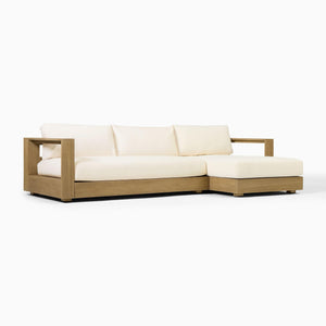 Bruno Outdoor 2-Piece Teak Sofa with Chaise Sectional