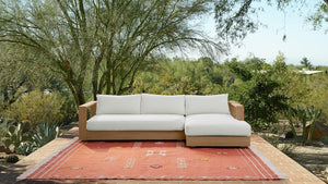 Bruno Outdoor 2-Piece Teak Sofa with Chaise Sectional