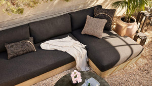 Bruno Outdoor 2-Piece Teak Sofa with Chaise Sectional