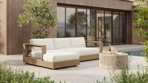 Bruno Outdoor 2-Piece Teak Sofa with Chaise Sectional