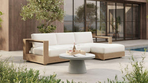 Bruno Outdoor 2-Piece Teak Sofa with Chaise Sectional