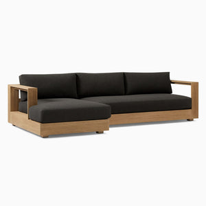 Bruno Outdoor 2-Piece Teak Sofa with Chaise Sectional