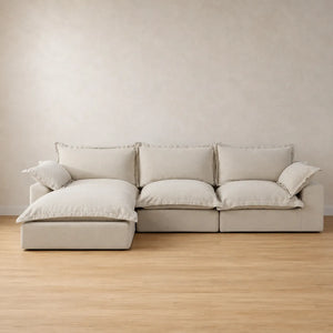 Chiara Sectional Loose Washable Cover Sofa With Chaise - Left Facing