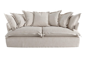 Dawson Loose Cover Linen Sofa, Oversized Feather Filled Cushions - Daia Home