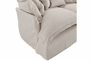 Dawson Loose Cover Linen Sofa, Oversized Feather Filled Cushions - Daia Home