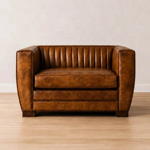 Deco Vintage Leather Love Seat