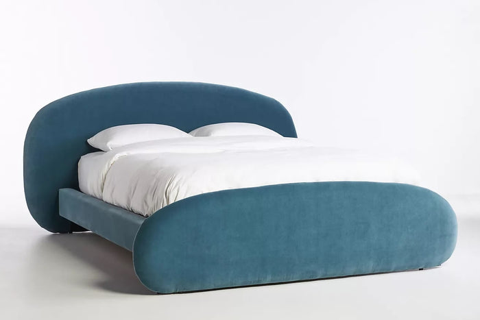 Evelyn Retro Mid Century Modern Pebble Upholstered Bed