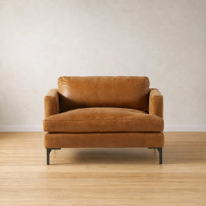 Hudson Mid Century Leather Love Seat