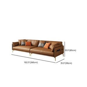 Isabella Modern Leather Sofa Gold Copper Legs