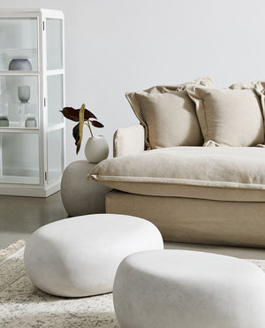 Adele Loose Cover Linen Sofa, Oversized Feather Filled Cushions - Daia Home