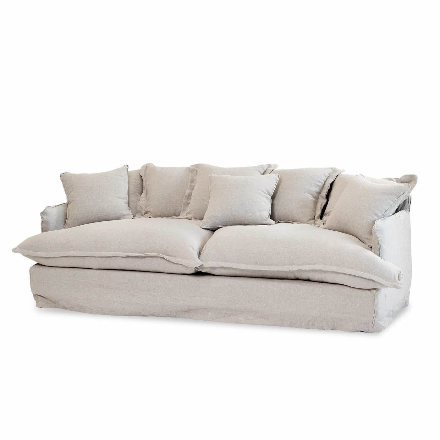 Adele Loose Cover Linen Sofa Oversized Feather Filled Cushions