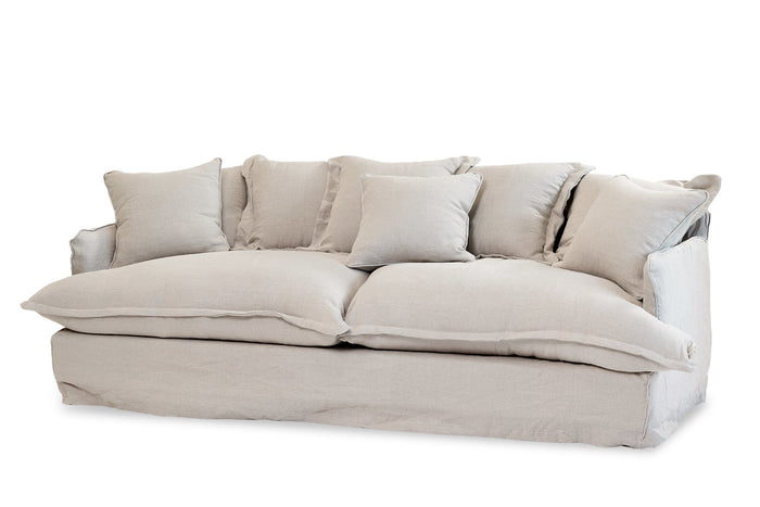 Adele Loose Cover Linen Sofa, Oversized Cushions