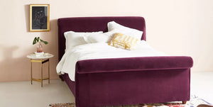 Lorna Scrolled Back Sleigh Upholstered Bed - Daia Home