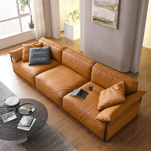 Lucia Leather/Fabric Sofa With a Contemporary Modern Boxy Silhouette