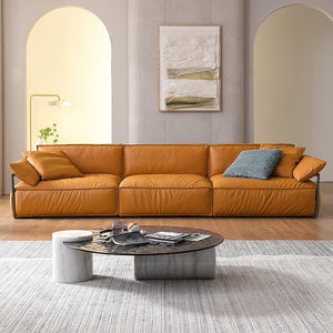 Lucia Leather/Fabric Sofa With a Contemporary Modern Boxy Silhouette