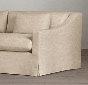 Prati Modern Classic Loose Cover Linen Sofa With Deep Feather Seats - Daia Home