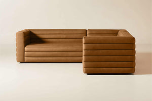 Raffa vintage 70s Inspired leather corner sofa - Daia Home
