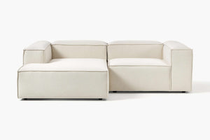 Russo Modern Minimalist 2-Piece Modular Deep Chaise Sofa - Left Facing