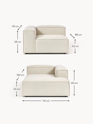 Russo Modern Minimalist 2-Piece Modular Deep Chaise Sofa - Right Facing