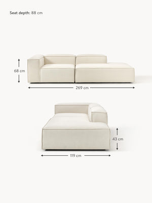 Russo Modern Minimalist 2-Piece Modular Deep Sofa - Right Facing