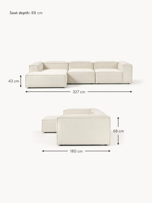 Russo Modern Minimalist 3-Piece Modular Left Chaise Deep Sofa