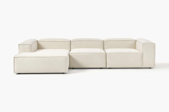 Russo Modern Minimalist 3-Piece Modular Left Chaise Deep Sofa