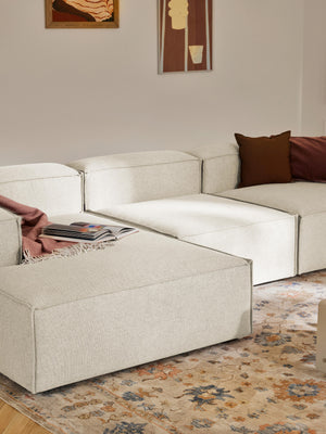 Russo Modern Minimalist 3-Piece Modular Left Chaise Deep Sofa