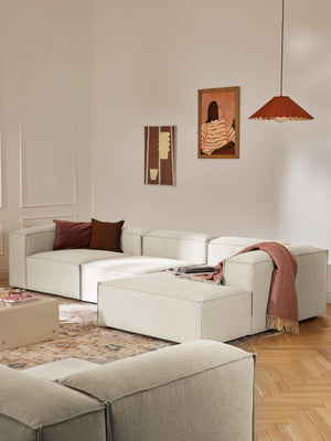 Russo Modern Minimalist 3-Piece Modular Right Chaise Deep Sofa