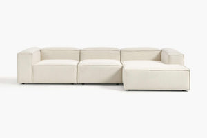 Russo Modern Minimalist 3-Piece Modular Right Chaise Deep Sofa