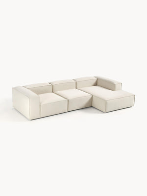 Russo Modern Minimalist 3-Piece Modular Right Chaise Deep Sofa