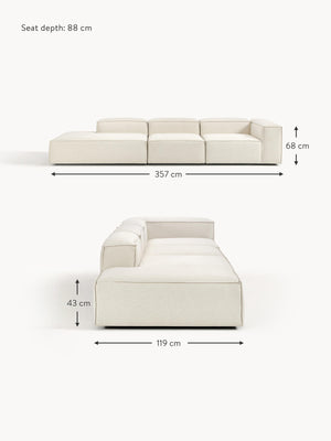 Russo Modern Minimalist 3-Piece Modular Deep Chaise Sofa - Left Facing