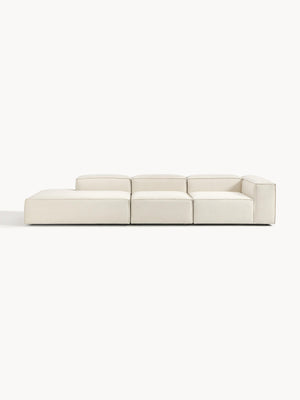 Russo Modern Minimalist 3-Piece Modular Deep Chaise Sofa - Left Facing