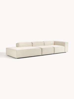 Russo Modern Minimalist 3-Piece Modular Deep Chaise Sofa - Left Facing