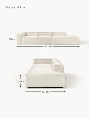 Russo Modern Minimalist 3-Piece Modular Deep Chaise Sofa - Right Facing