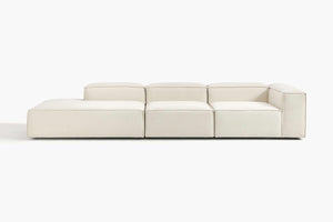 Russo Modern Minimalist 3-Piece Modular Deep Chaise Sofa - Left Facing