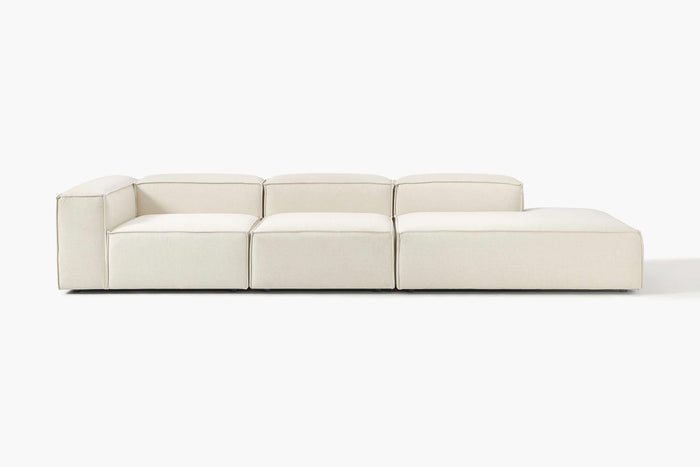 Russo Modern Minimalist 3-Piece Modular Deep Chaise Sofa - Right Facing