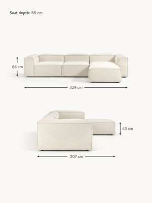 Russo Modern Minimalist 4-Piece Modular Deep Chaise Sofa - Left and Right Facing